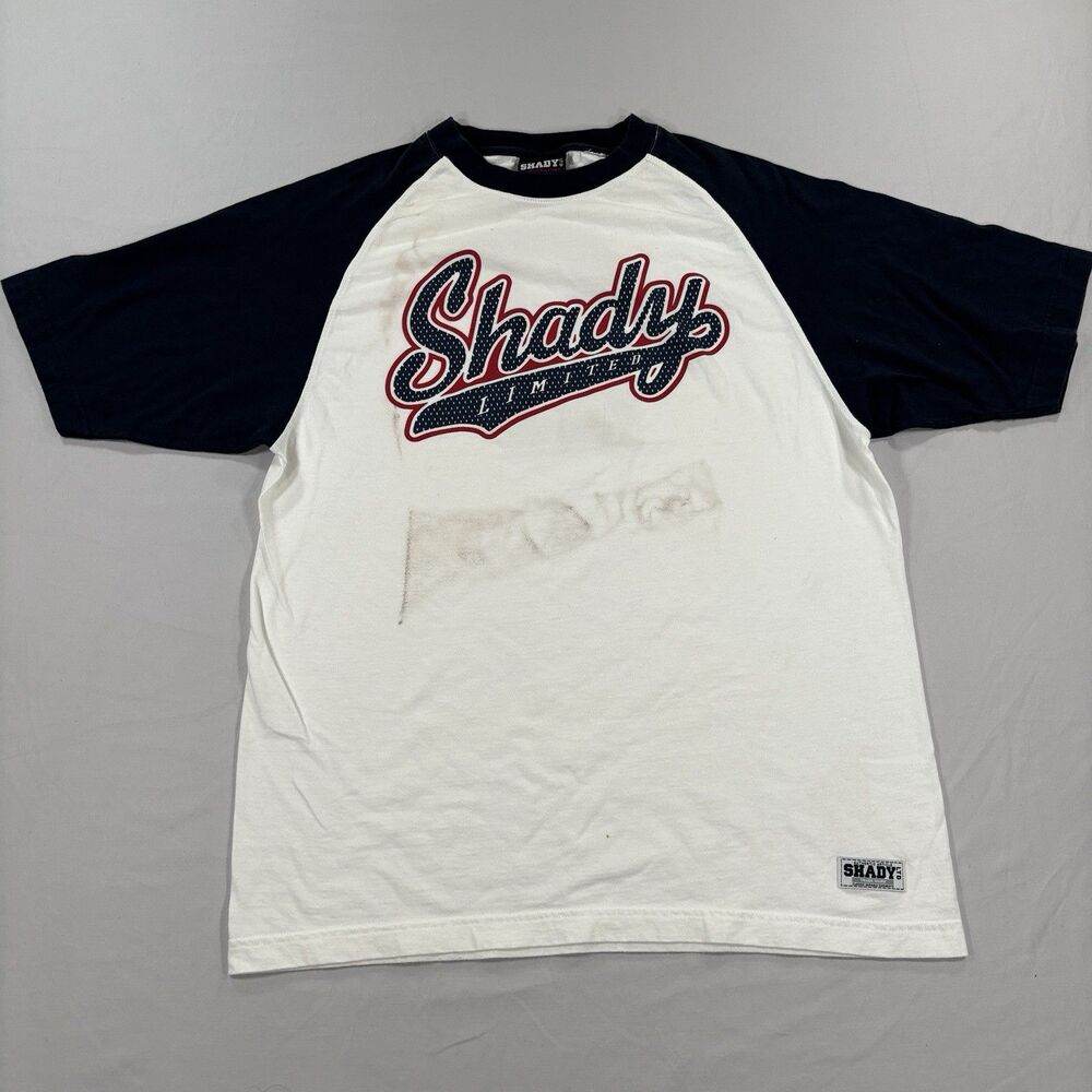Vintage Shady Ltd Eminem Baseball Raglan Tee #8 Y2K Hip Hop Rap Medium Slim